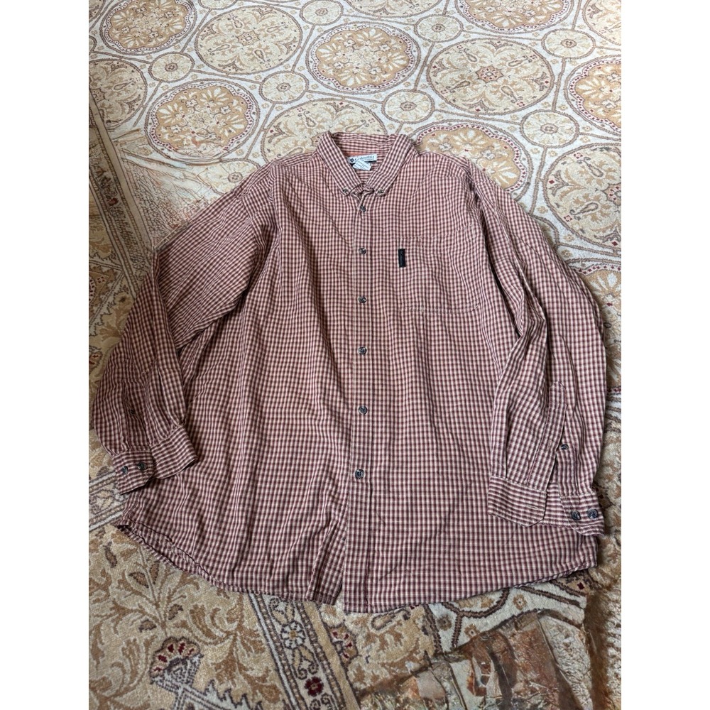 Columbia Mens Brown Plaid LS Button Up Shirt Oxford Cotton XXL 2X